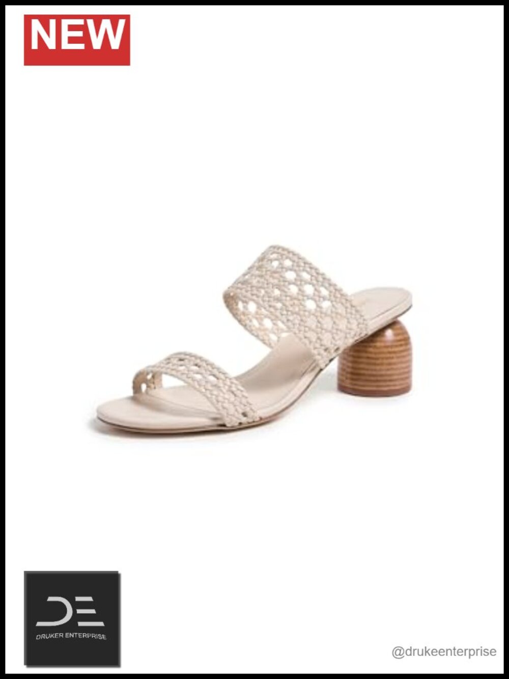Women's Macrame Sandals Wooden Heel Leather Ankle Strap Slip On Flats